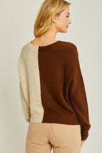 Brown Color Block Sweater Cardigan