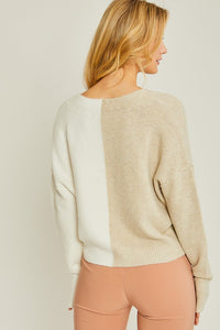 Khaki Color Block Sweater Cardigan