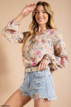 Cream Multi Texture Rayon Challe Printed Button Down Cute Top