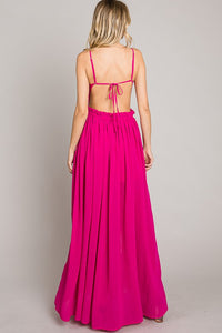 Fuchsia Crochet Top Sexy Long Dress