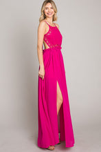 Fuchsia Crochet Top Sexy Long Dress