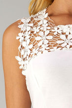 Floral Crochet Neckline Asymmetrical Sleeve Cocktail Dress