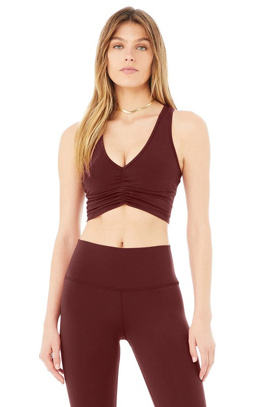Burgundy V-Neck Sports 2 Piece Set