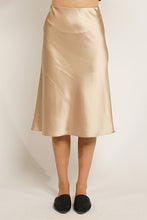 Gold Satin Solid Midi Mermaid Skirt With Hidden Zipper