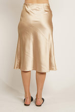 Gold Satin Solid Midi Mermaid Skirt With Hidden Zipper