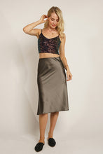 Olive Satin Solid Midi Mermaid Skirt With Hidden Zipper