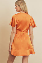 Golden Glow Flutter Sleeve Mini Wrap Dress