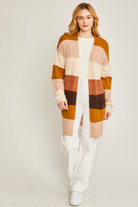 Pink Multi Striped Sweater Cardigan