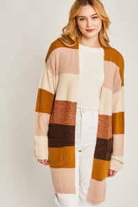 Pink Multi Striped Sweater Cardigan
