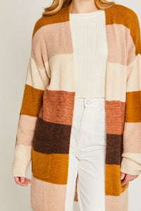 Pink Multi Striped Sweater Cardigan