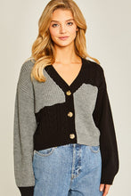 Black Color Block Sweater Cardigan
