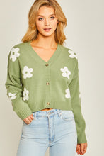 Green Floral Print Cardigan