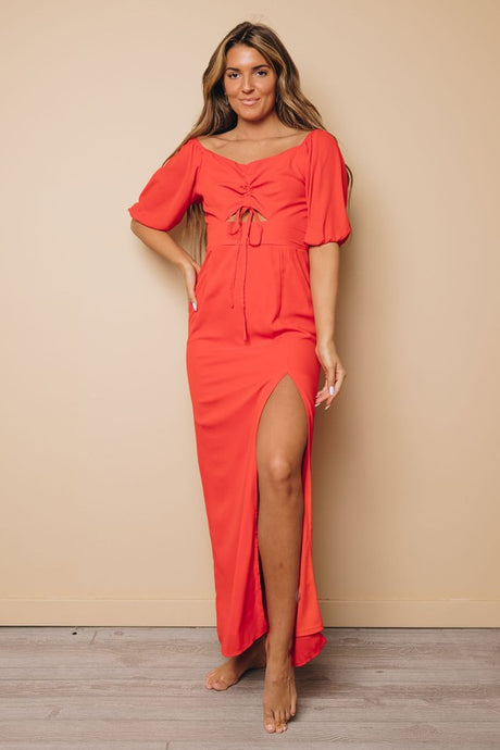 Red Maxi Dress with Split