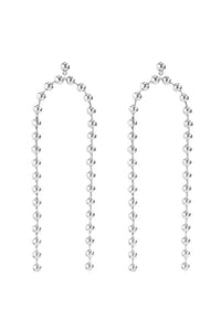 Long Gold Silver Beaded Drop Dangle Earrings