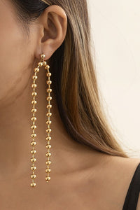 Long Gold Silver Beaded Drop Dangle Earrings