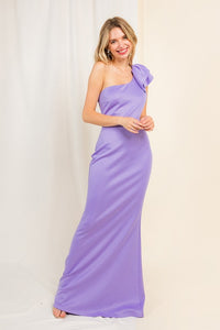 Light Purple Ruffle Detailed One Shoulder Mermaid Maxi Dress