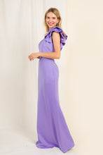 Light Purple Ruffle Detailed One Shoulder Mermaid Maxi Dress