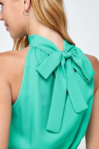 Light Green Solid Halter Dress