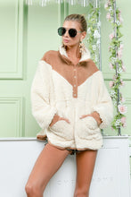 Mocha/Cream Fuzzy Sherpa Top With Pockets