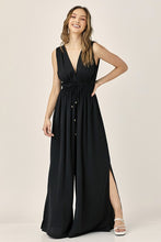 Black Double Waist Strap Pleated Jumpsuit