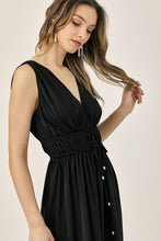 Black Double Waist Strap Pleated Jumpsuit