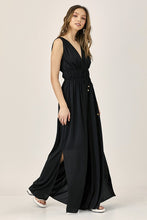 Black Double Waist Strap Pleated Jumpsuit