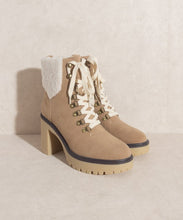 Khaki Platform Shearling Boots