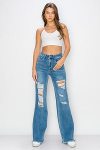 Blue High Waisted Wide Leg Jeans