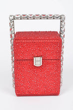 Red Rhinestone Handle Stoned Party Clutch