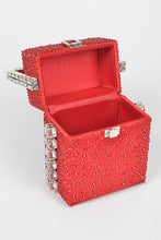 Red Rhinestone Handle Stoned Party Clutch