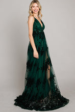 Hunter Green Velvet Print Maxi Dress