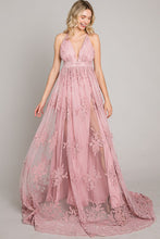 Mauve Velvet Print Maxi Dress