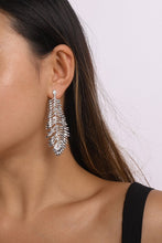 Silver Leaf Long Drop Earrings