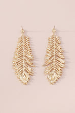 Gold Leaf Long Drop Earrings