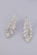 Silver Leaf Long Drop Earrings