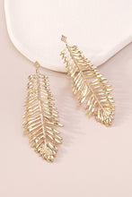 Gold Leaf Long Drop Earrings