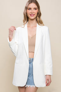 Ivory Stone Woven Solid Vertigo Blazer