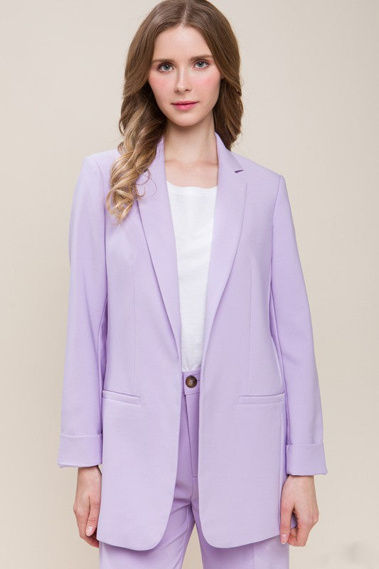 Lavender Stone Woven Solid Vertigo Blazer