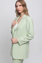 Light Green Stone Woven Solid Vertigo Blazer