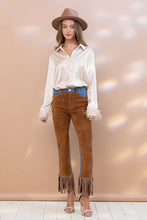 Camel Fringe Studded Hem Western Jeans