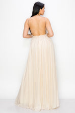 Taupe Maxi Dress Crochet Upper Body Open Back Elastic W