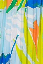Blue Green Printed Woven Pleated Maxi Dress