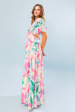 Pink Blue Printed Woven Maxi Dress