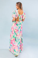 Pink Blue Printed Woven Maxi Dress