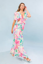 Pink Blue Printed Woven Maxi Dress