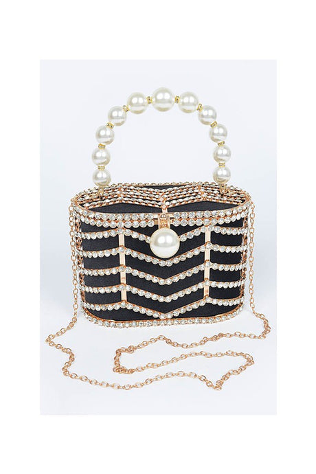 Black Rhinestone Metal Frame Clutch