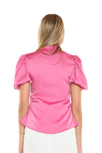 Pink Wide Collar Ruffle Shirt With Puff Shoulder