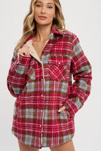 Magenta/Brown Brushed Flannel Sherpa-lined Jacket