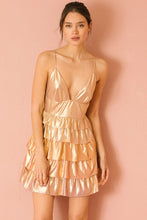 Metallic Sheen Ruffled Mini Dress