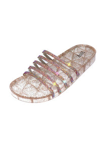 Rose Gold Summer Jelly Glitter Slippers